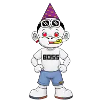 a cartoon character wearing a shirt that says boss on it