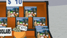 a display of llamas and moodscapes books with a sign that says tips