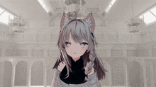 a girl with a cat ear and braided hair
