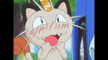 Blushing Meowth GIF - Blushing Meowth Pokemon GIFs