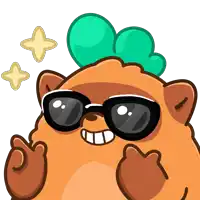 a cartoon hamster wearing sunglasses with a green mohawk