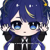 a cartoon drawing of a girl with blue hair wearing a suit and tie