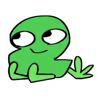 a cartoon drawing of a green frog with its eyes closed and arms crossed