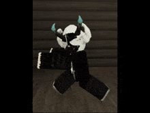 a cartoon character with horns and a sticker that says ' i 'm a devil ' on it