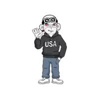 a cartoon monkey wearing a usa hoodie and goggles