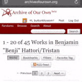 a screenshot of the archive of our own beta page