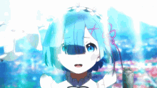 a blue haired anime girl with a white dress