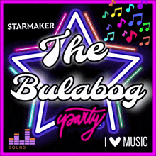 a neon sign that says " the balabog party "