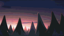 a silhouette of a devil with mountains in the background