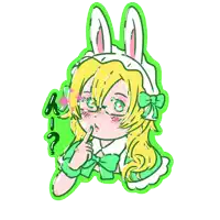 a drawing of a girl wearing bunny ears and a maid outfit