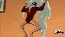 a cartoon of a man in a robe hanging on a wall