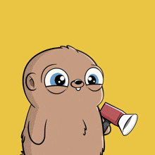 a cartoon of a sloth holding a megaphone with the words say it louder above it