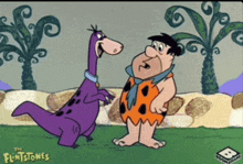 a cartoon of flintstone and a dinosaur with the flintstones logo on the bottom