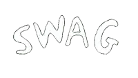 a black and white drawing of the word swag with dripping letters