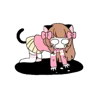 a cartoon of a girl dressed as a cat with a bow on her head