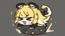 a cartoon drawing of a girl with long blonde hair sitting on a black ball