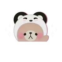 a cartoon bear wearing a panda hat is waving