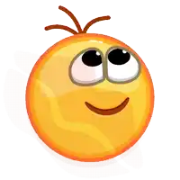 a cartoon illustration of an orange with a smiley face on it