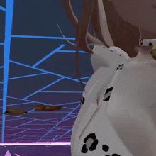 a computer generated image of a person wearing a dalmatian costume .