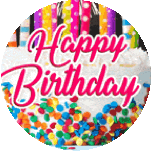 a happy birthday cake with candles and sprinkles on it
