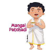 a cartoon of a man eating mangai patchadi