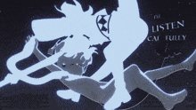 a silhouette of a person with the words " i 'll listen carefully " on the bottom