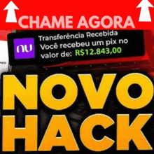 a poster that says novo hack in yellow letters on a red background