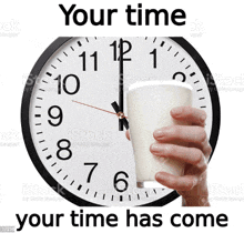 Your Time Has Come Clock Holding A Milk GIF - Your Time Has Come Clock Holding A Milk Clock GIFs