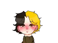 a drawing of a boy with half black and half yellow hair