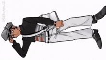 a drawing of a man with a bag that says " wtf "