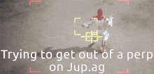 a picture of a baseball player with the words trying to get out of a pern on jup.ag below it