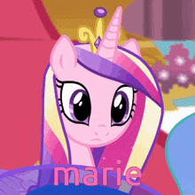 a pink and purple pony with the name marie on the bottom right
