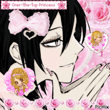 a picture of a girl with the words over-the-top princess at the top