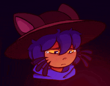 a cartoon drawing of a cat wearing a hat with ears