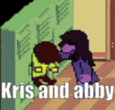 kris and abby are standing next to each other in a hallway .