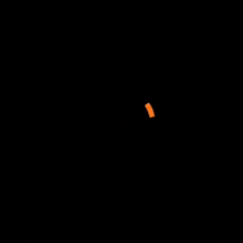 an orange circle on a black background with the letter c inside of it