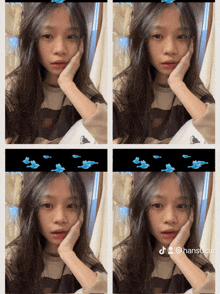 a collage of four pictures of a girl with the name hansogun on the bottom left