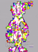 a drawing of a person made up of triangles