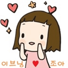 a cartoon of a girl with hearts and flowers on her head