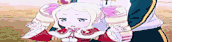 a man is holding a little girl in his arms in a anime scene .