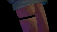 a close up of a woman 's leg with a black garter around it