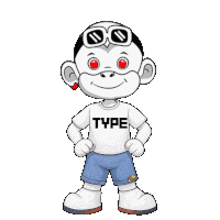 a cartoon character is wearing a shirt that says type