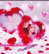 a picture of a man and a woman surrounded by hearts and the name muddu