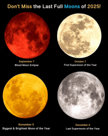a poster showing four full moons of the year