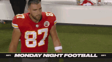 a football player wearing a jersey with the number 87 on it