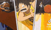 a cartoon of a man playing basketball with a basketball in the background .