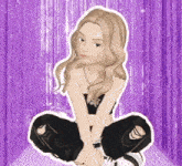 a cartoon girl is sitting on the floor with her legs crossed .