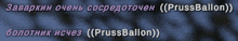 a blue background with purple text that says " prussballon "