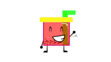 a cartoon drawing of a container with arms and legs