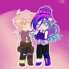 a drawing of a boy and a girl with wings